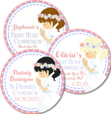 Pink and purple communion favor sticker