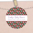 Pink and purple donut baby shower sticker for girls