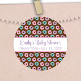 Pink and purple donut baby shower sticker for girls