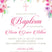 Pink and purple floral baptism invitation with watercolor flowers and elegant script