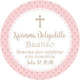 Pink beige baptism bautizo sticker labels