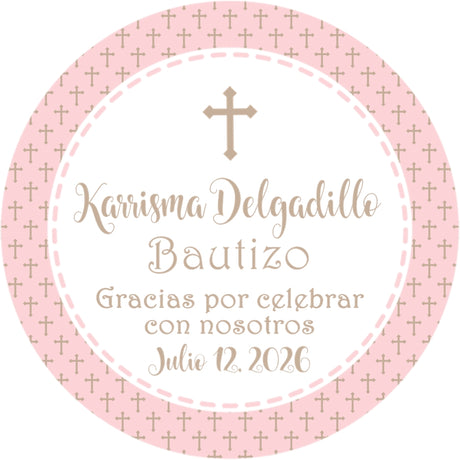 Pink beige baptism bautizo sticker labels