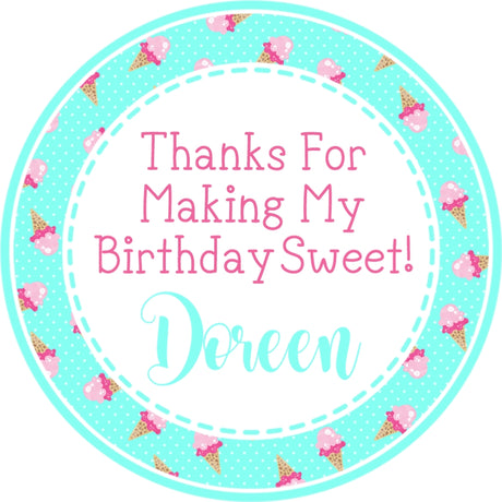 Pink blue ice cream stickers