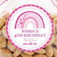 Pink boho rainbow birthday party sticker