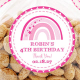 Pink boho rainbow birthday party sticker