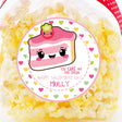 Pink cake slice Valentine sticker with strawberry