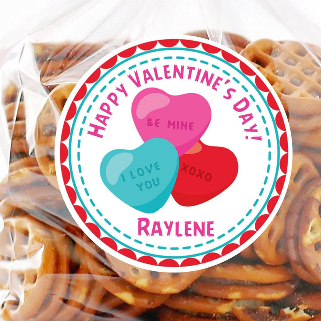 Pink conversation hearts Valentine sticker