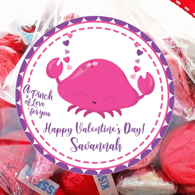 Pink crab A Pinch of Love Valentine sticker