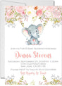 Pink elephant baby shower invitations