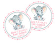 Pink elephant baby shower stickers – Little Peanut design