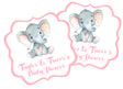 Pink elephant baby shower stickers – scalloped die-cut shape