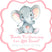 Pink elephant baby shower stickers with watercolor elephant design