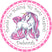 Pink fantasy unicorn birthday sticker detailed unicorn design