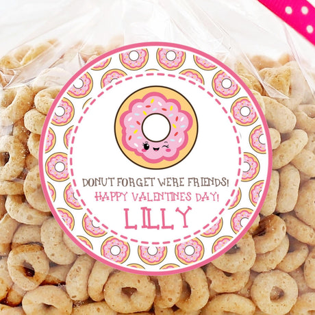 Pink frosted donut Valentine sticker with sprinkles
