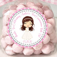 Pink girl First Holy Communion favor sticker