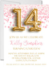 Pink gold confetti teen birthday party invitations