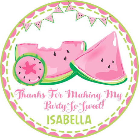 Pink green watermelon birthday sticker slice design