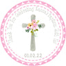 Pink grey baptism sticker label