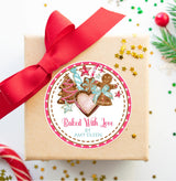 Pink holiday cookie swap favor label sticker
