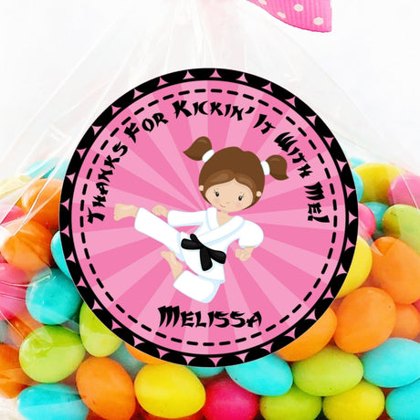 Pink karate girl sticker and martial arts theme