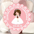 Pink lace girl First Holy Communion sticker design
