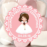 Pink lace girl First Holy Communion sticker design