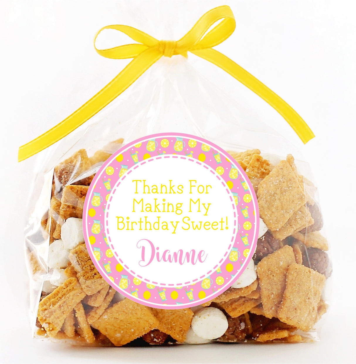 Pink lemonade birthday sticker with lemonade pitchers