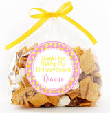 Pink lemonade birthday sticker with lemonade pitchers