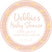 Pink moon and stars baby shower sticker with soft celestial design