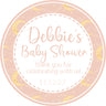 Pink moon and stars baby shower sticker with soft celestial design