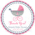 Pink nautical baby shower sticker with baby carriage and anchor