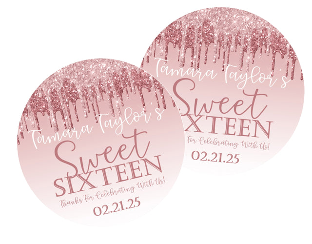 Pink ombre Sweet Sixteen sticker