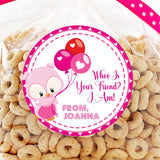 Pink owl Valentine sticker