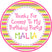 Pink purple yellow green rainbow birthday party stickers
