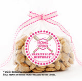 Pink star border softball birthday sticker