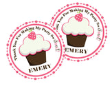 Pink strawberry cupcake birthday sticker