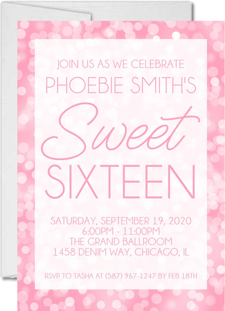 Pink sweet 16 birthday party invitations