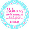 Pink turquoise cupcake birthday party stickers