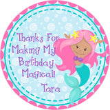 Pink turquoise purple mermaid sticker labels