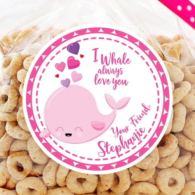 Pink whale I Whale Always Love You Valentine sticker