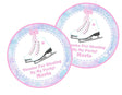 Pink winter ice skating birthday sticker with custom name