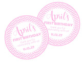 Pink zigzag party favor label design