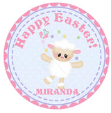 Playful easter lamb stickers pink purple