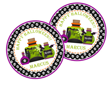Poison Halloween Stickers or Favor Tags