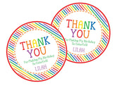 Primary color rainbow party favor label for kids