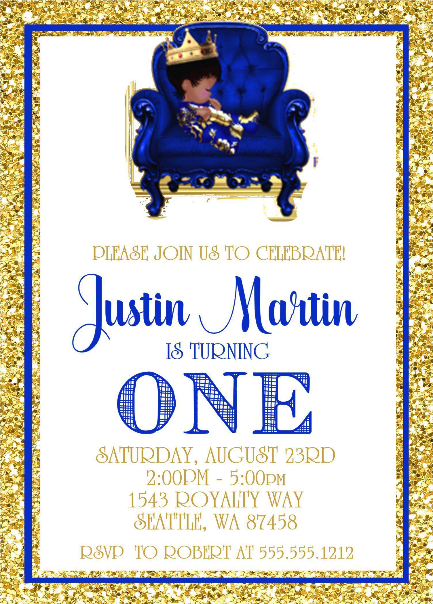 Prince 1st Birthday Party Invitations