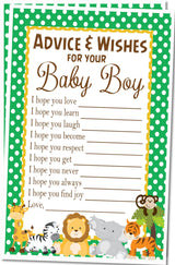 Printable Safari Animals Advice & Wishes for Baby Cards