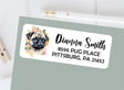Pug dog themed personalized address label sticker