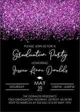 Purple And Black Graduation Party Invitations