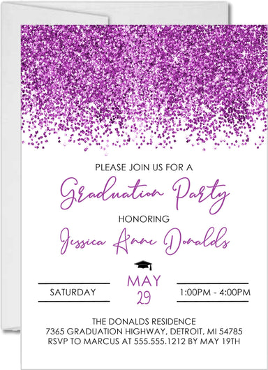 Purple Graduation Party Invitations